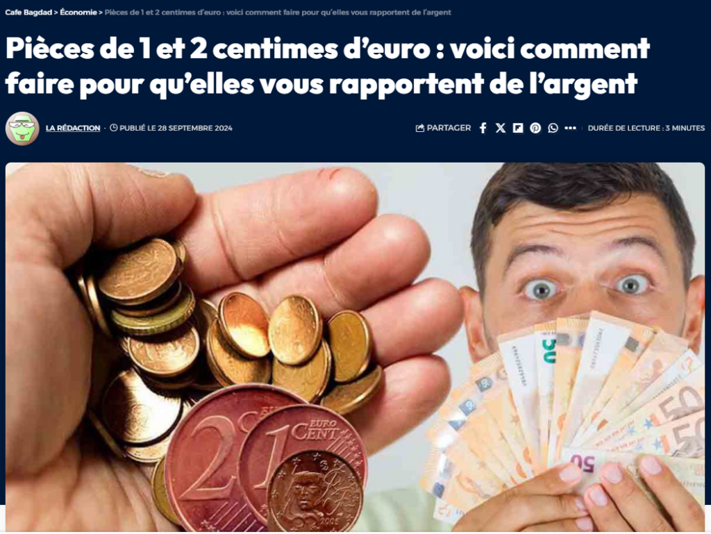 Pièces de 1 et 2 centimes d’euro : voici comment faire pour qu’elles vous rapportent de l’argent