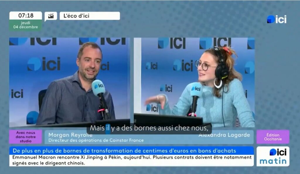 Ici Occitanie : Coinstar, les bornes qui convertissent votre petite monnaie en bons d'achat dans les supermarché de Midi toulousain