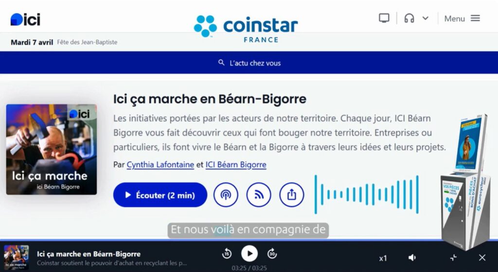 Ici Béarn-Bigorre - Coinstar soutient le pouvoir d'achat en recyclant les petites pieces