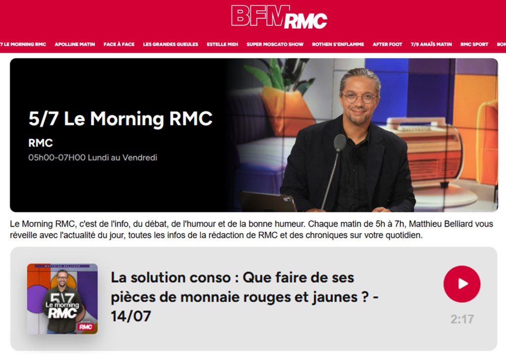 BFM RMC - La solution conso : Que faire de ses pièces de monnaie rouges et jaunes ?