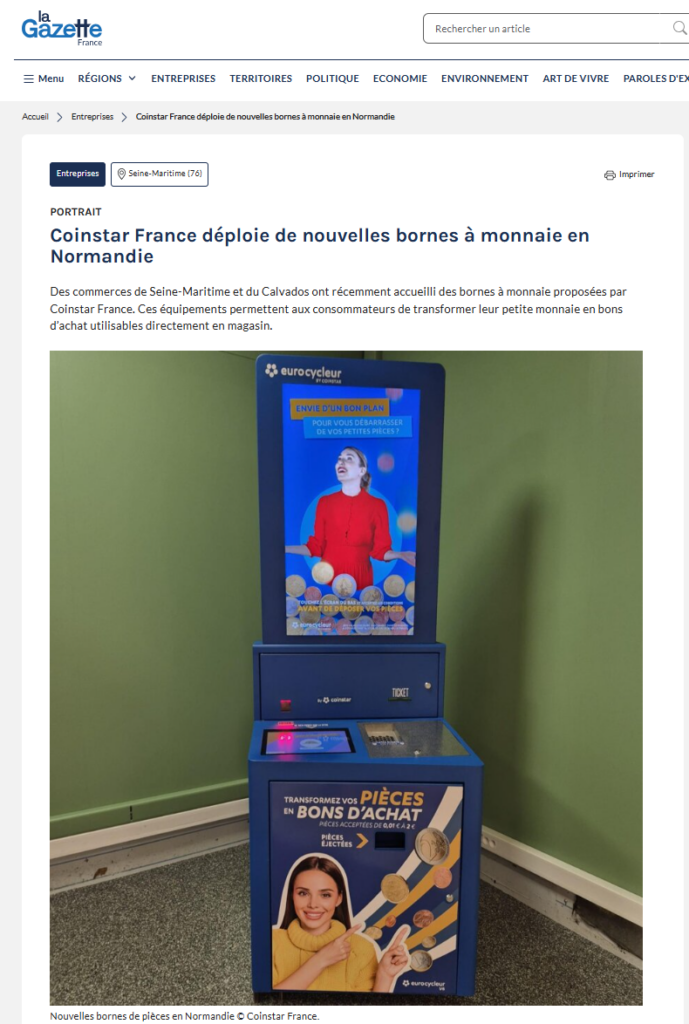 Coinstar France déploie de nouvelles bornes à monnaie en Normandie