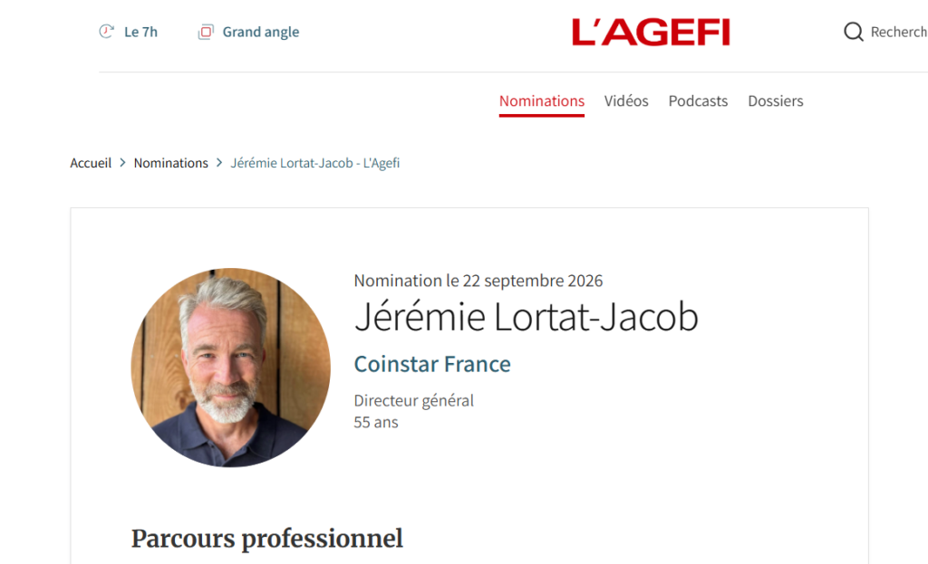Nomination Jérémie Lortat-Jacob, Directeur général Coinstar France